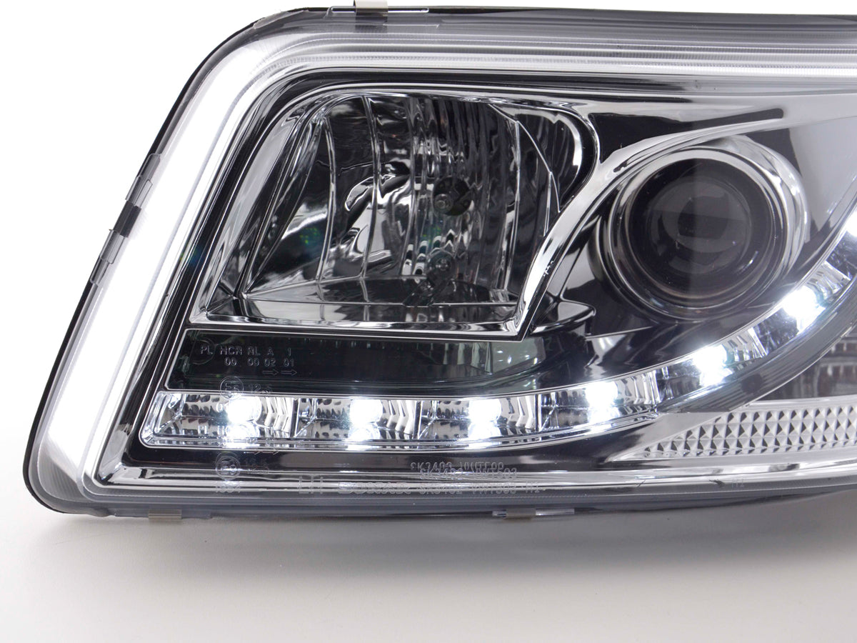 Scheinwerfer Set Daylight LED Tagfahrlicht VW Bus T5 03-09 chrom Scheinwerfer Set Daylight LED Tagfahrlicht VW Bus T5 03-09 chrom